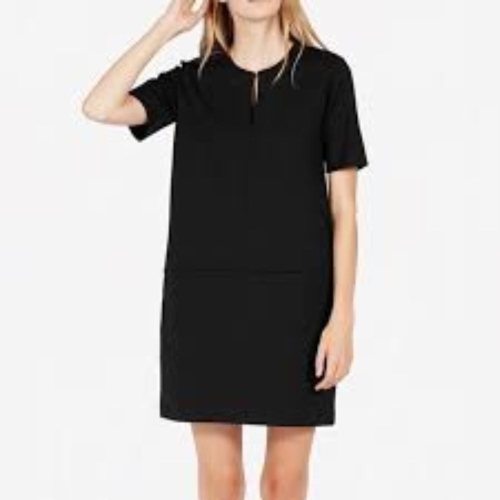 Everlane Ponte Short Sleeve Dress - black, sz M